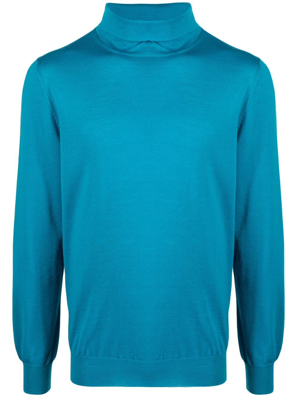 Lardini roll-neck fine-knit Wool Jumper Blue Men Knitted Sweaters Maison-Kitsune