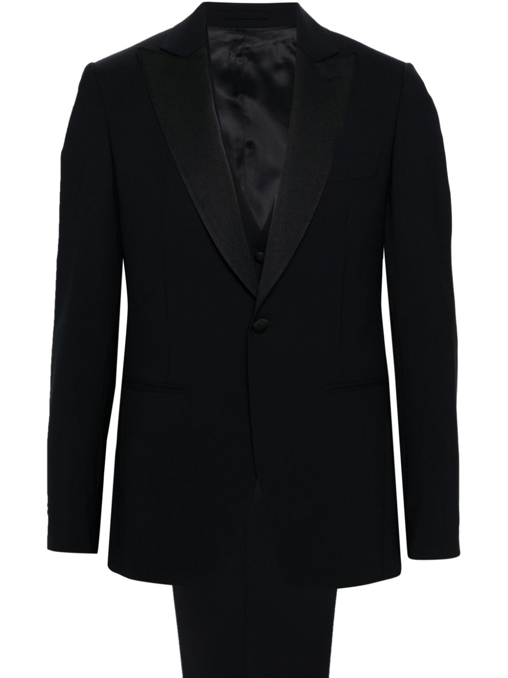 Maison-Kitsune Single Breasted Suits Men Lardini single-breasted three-piece Suit Blue