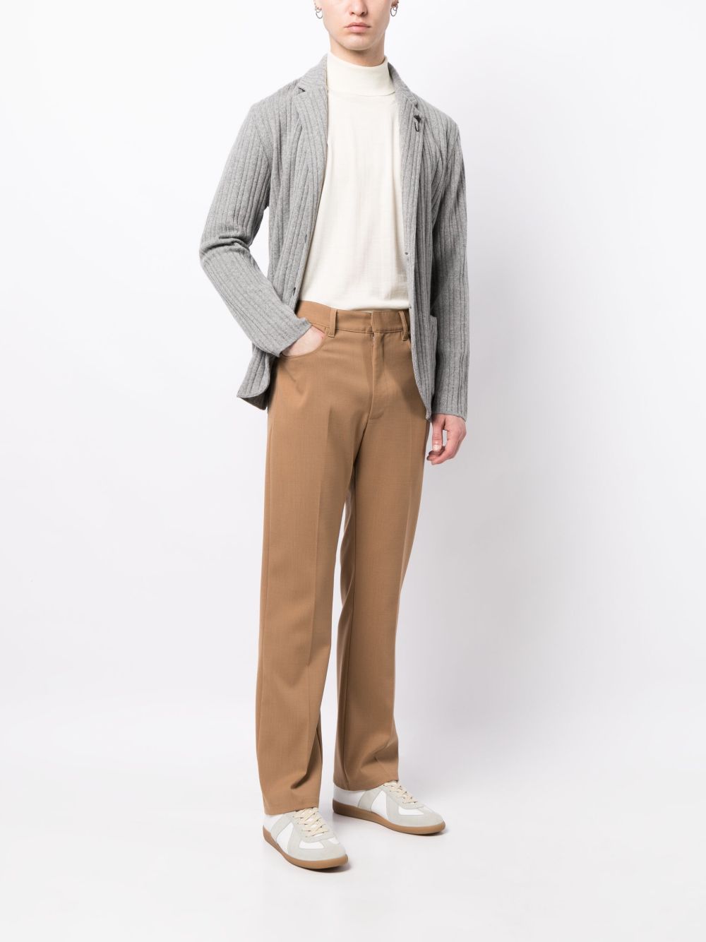 Lardini roll-neck long-sleeve Jumper White Men Knitted Sweaters Maison-Kitsune