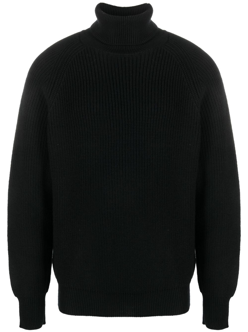 Lardini roll-neck Ribbed Wool Jumper Black Men Knitted Sweaters Maison-Kitsune