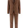 Maison-Kitsune Single Breasted Suits Men Lardini Single Breasted Suit Brown