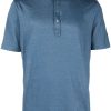 Lardini logo-tag Linen Polo Shirt Blue Men Polo Shirts Maison-Kitsune