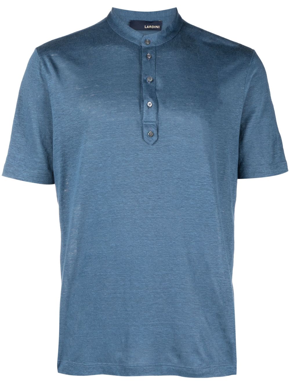 Lardini logo-tag Linen Polo Shirt Blue Men Polo Shirts Maison-Kitsune