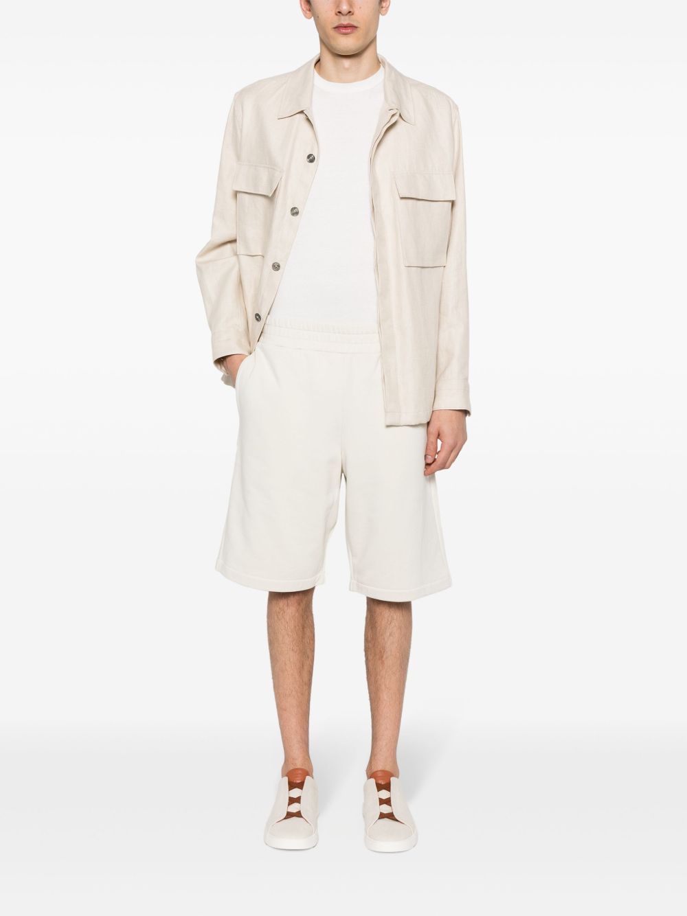 Maison-Kitsune Track & Running Shorts Men Lardini logo-embroidered Cotton Shorts Neutrals