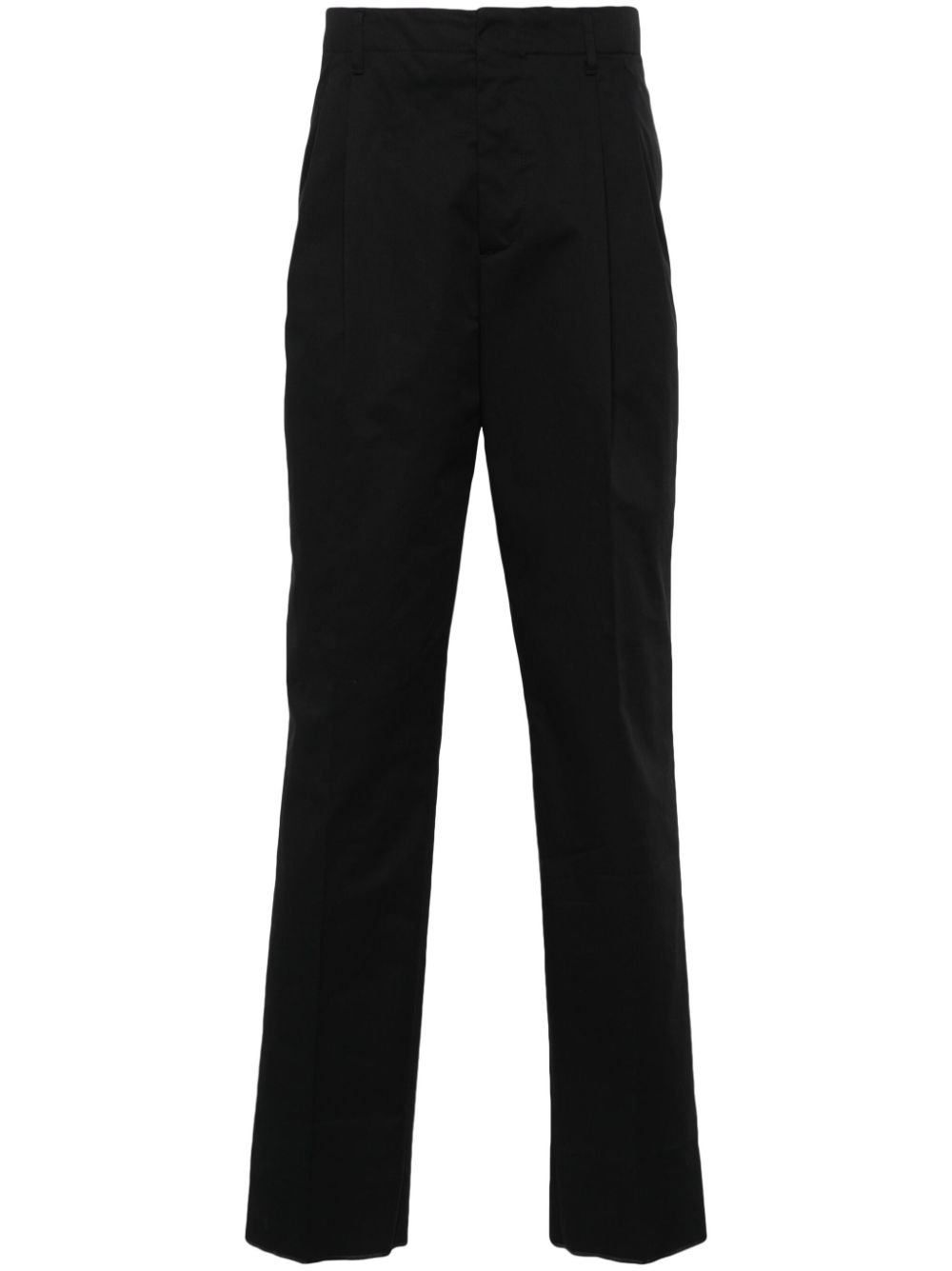 Maison-Kitsune Lardini Tapered Cotton Chino Trousers Black Men Chinos
