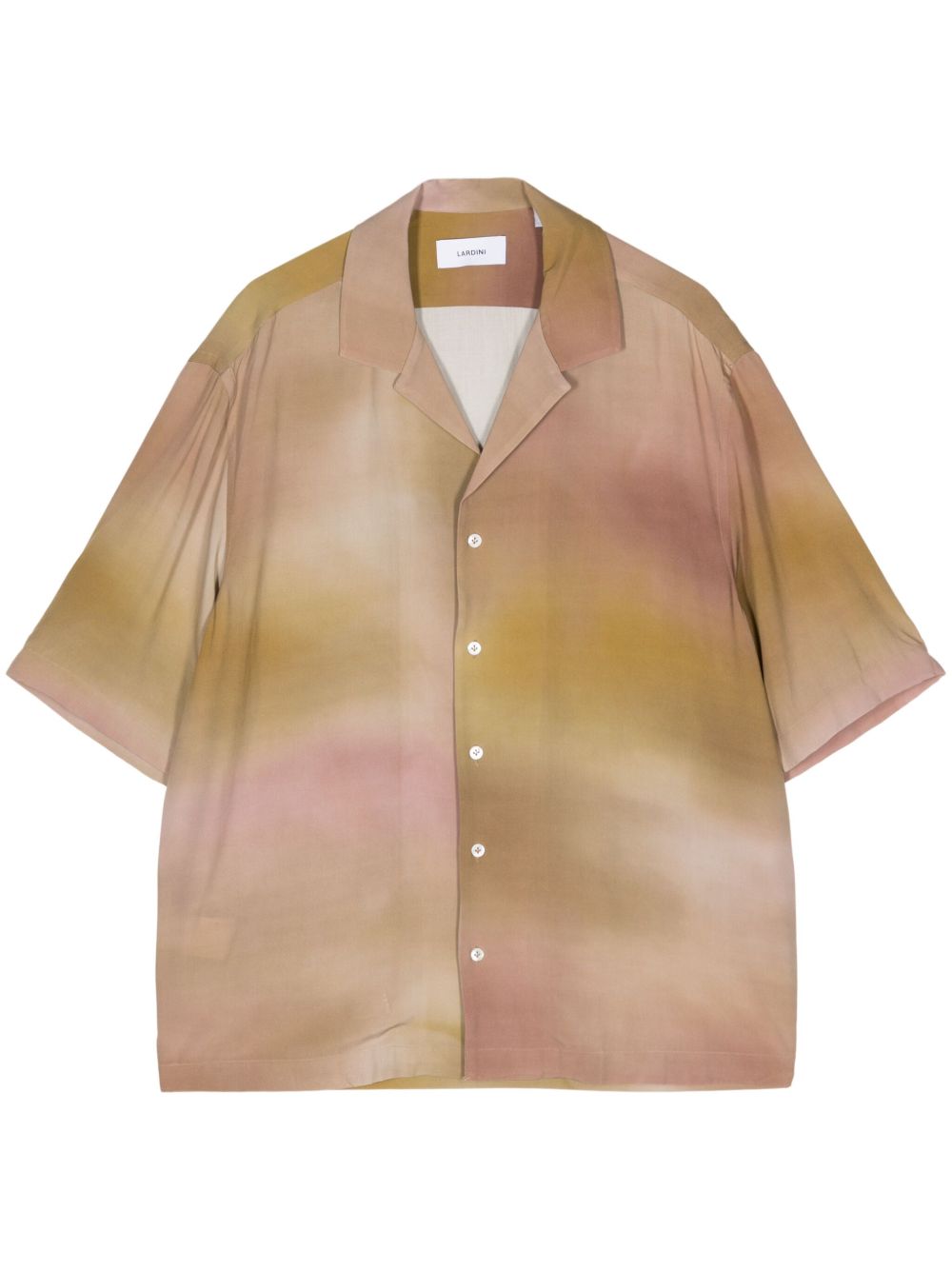 Maison-Kitsune Lardini Watercolour button-up Shirt Brown Men Shirts