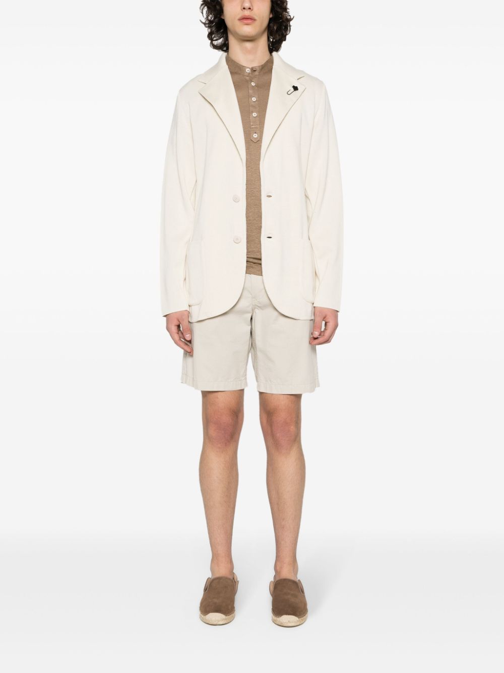 Lardini fine-knit Slub T-shirt Neutrals Men T-Shirts Maison-Kitsune