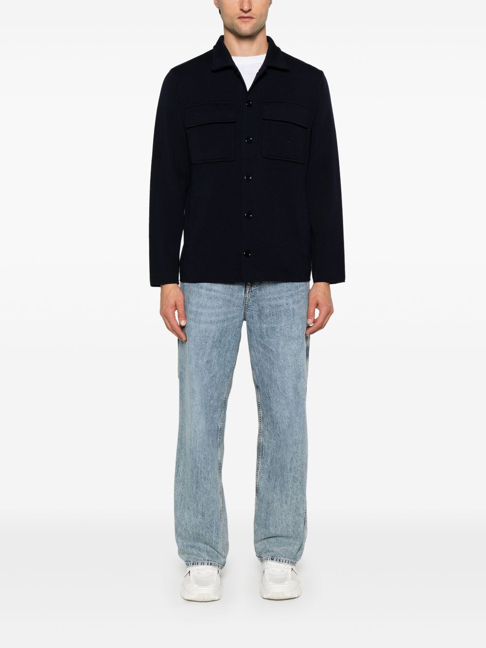 Lardini virgin-wool Cardigan Blue Men Cardigans Maison-Kitsune