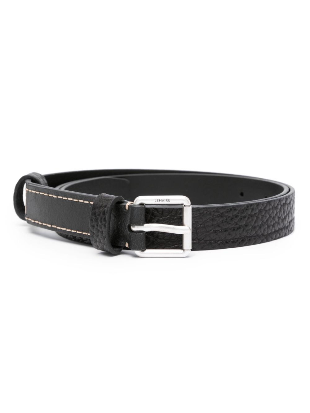 Maison-Kitsune LEMAIRE logo-engraved Buckle Leather Belt Black Men Belts