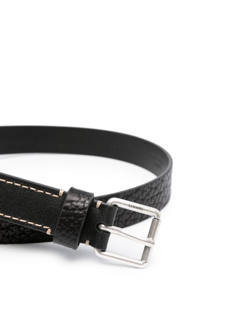 Maison-Kitsune LEMAIRE logo-engraved Buckle Leather Belt Black Men Belts