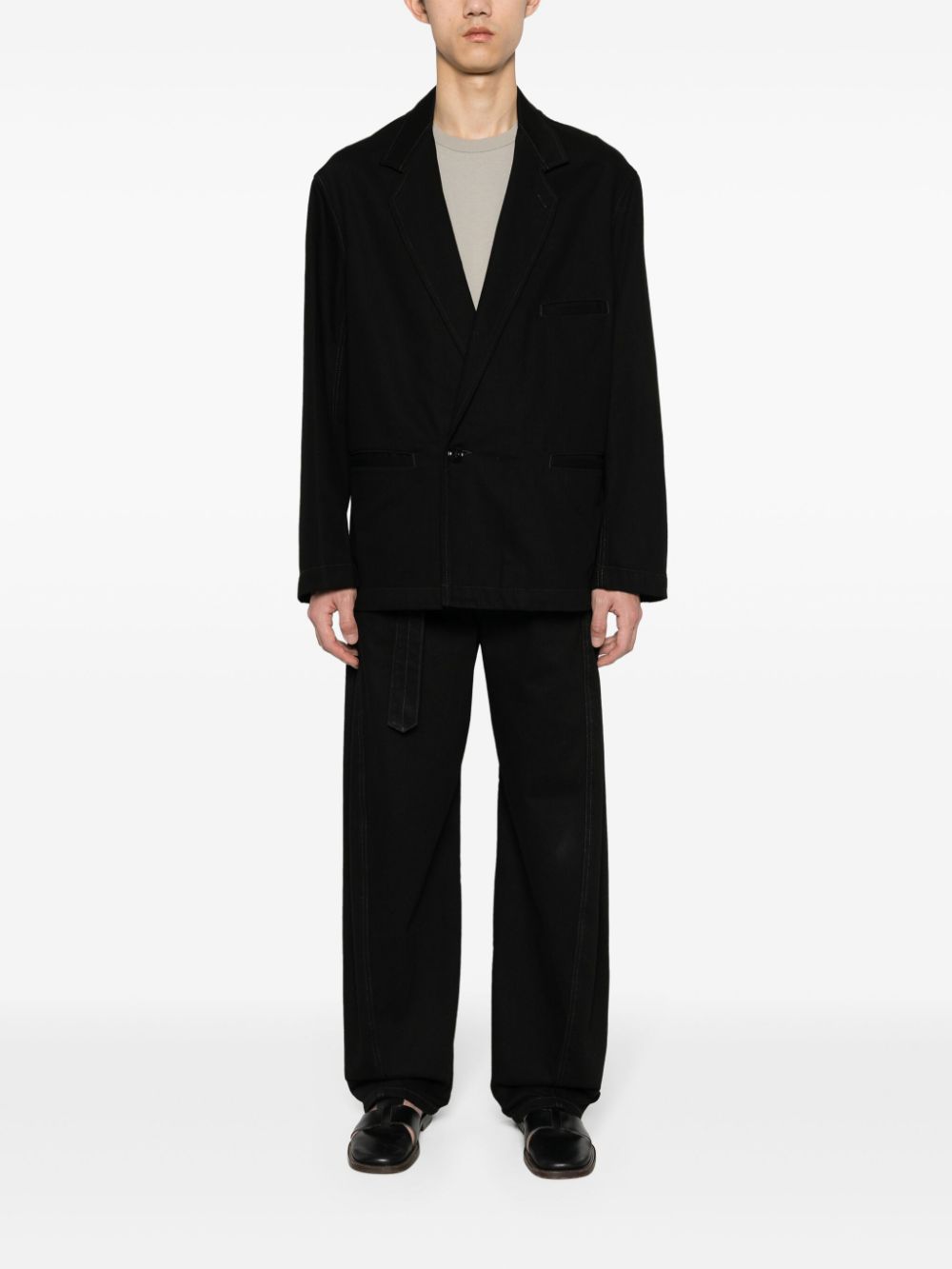 Maison-Kitsune Blazers Men LEMAIRE single-breasted Cotton Twill Blazer Black