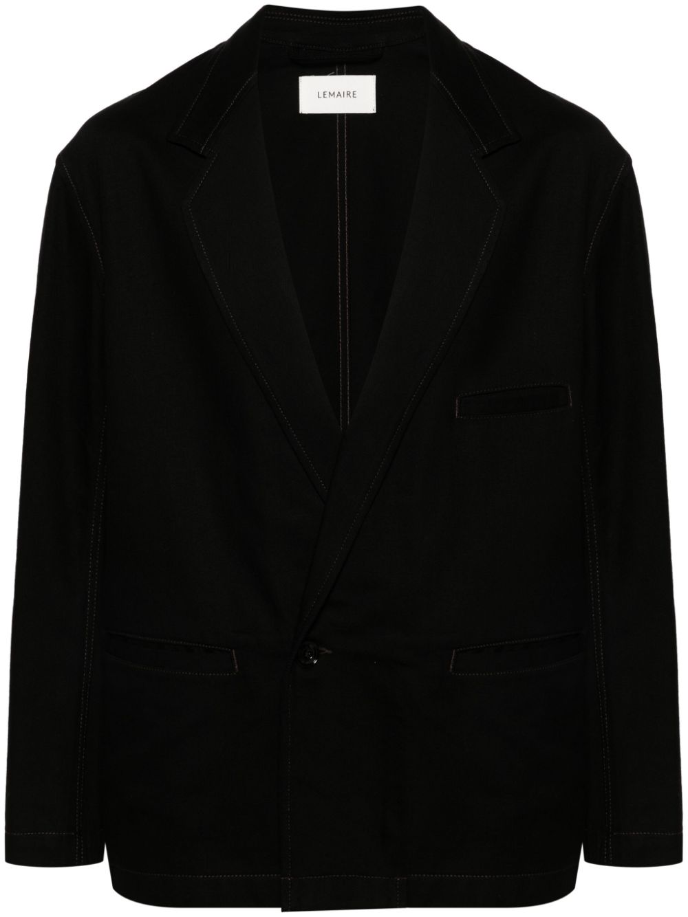 Maison-Kitsune Blazers Men LEMAIRE single-breasted Cotton Twill Blazer Black