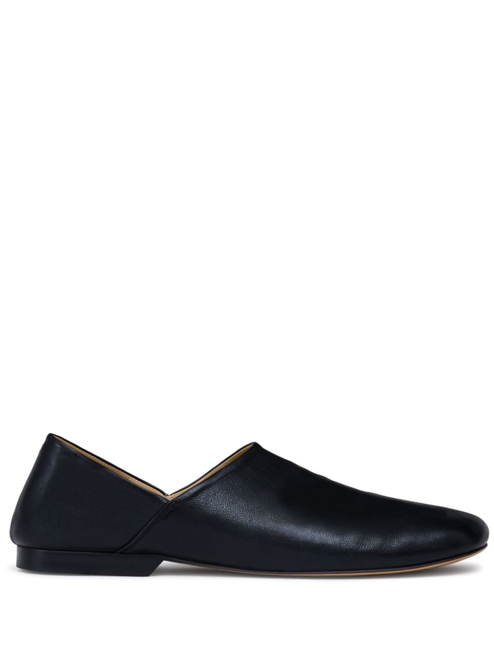 Maison-Kitsune LEMAIRE folding-heel Leather Slippers Black Men Slippers