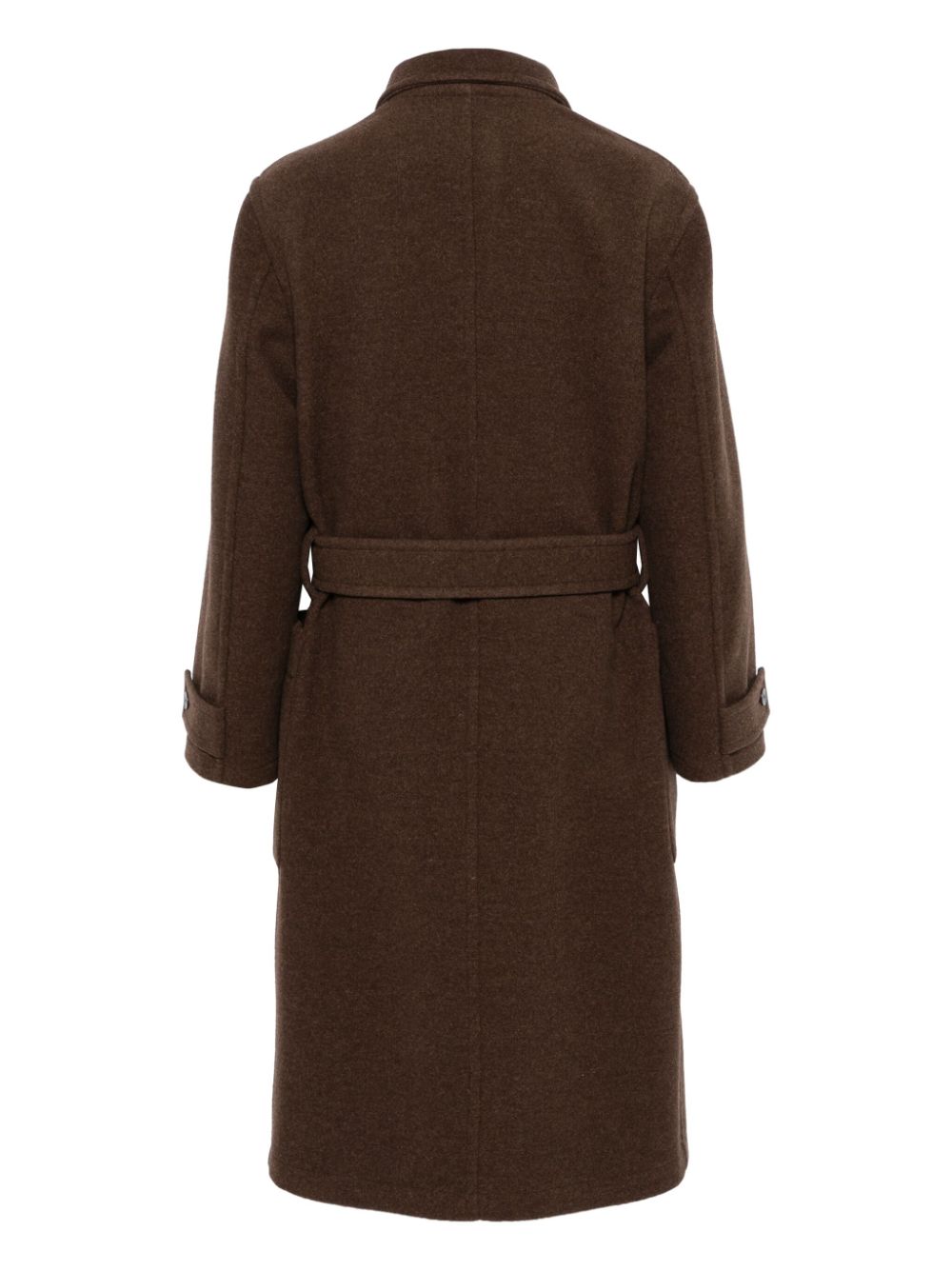 Maison-Kitsune LEMAIRE Belted Wool Coat Brown Men Single Breasted Coats