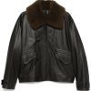 LEMAIRE Leather Padded Jacket Brown Maison-Kitsune Men Leather Jackets