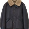 LEMAIRE Shearling Leather Jacket Black Maison-Kitsune Men Leather Jackets
