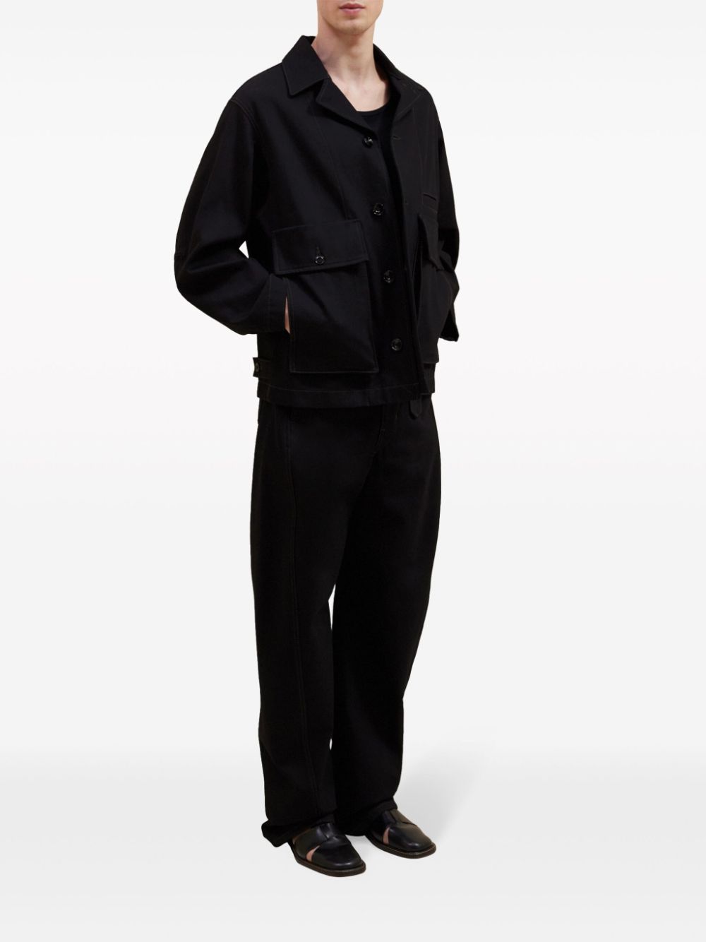 LEMAIRE Boxy Cotton Shirt Jacket Black Men Shirt Jackets Maison-Kitsune