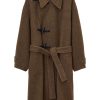 LEMAIRE Belted Felted Duffle Coat Brown Maison-Kitsune Men Duffle Coats