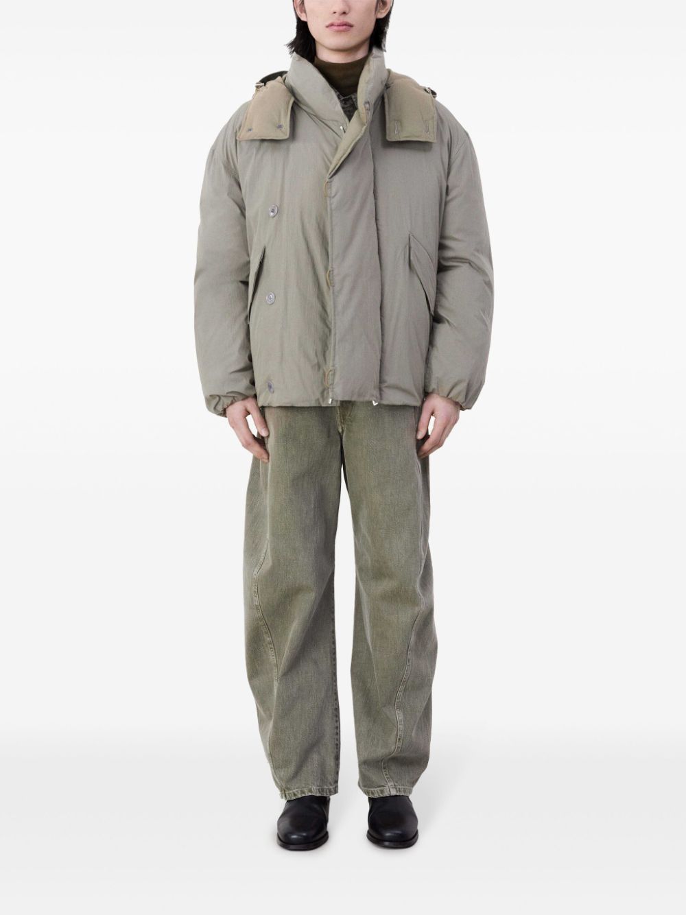 LEMAIRE Hooded Puffer Jacket Neutrals Maison-Kitsune Men Down Jackets