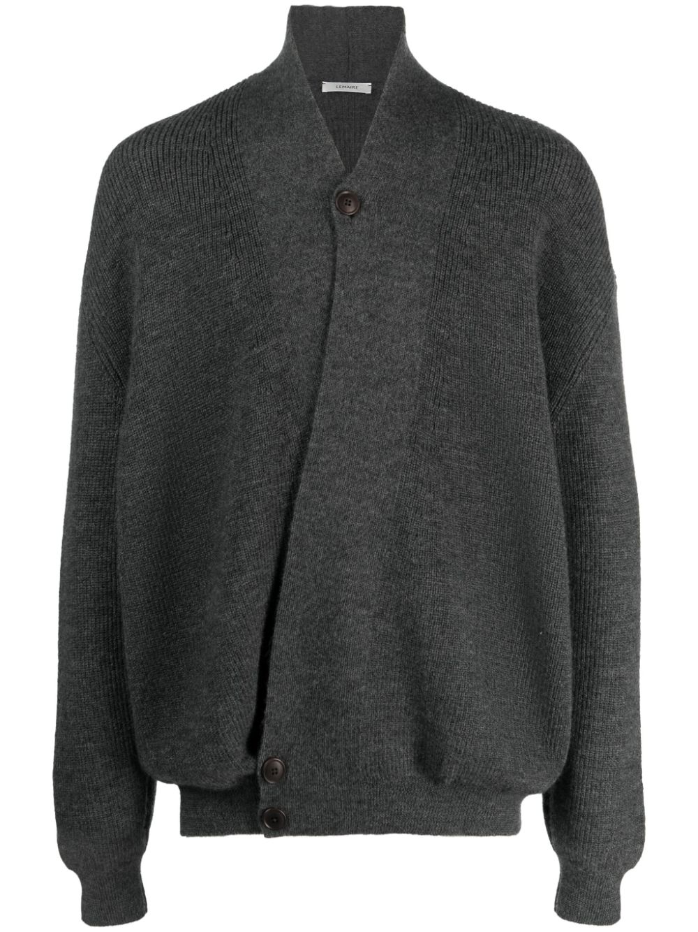 LEMAIRE wrap-front Knitted Cardigan Grey Maison-Kitsune Men Cardigans