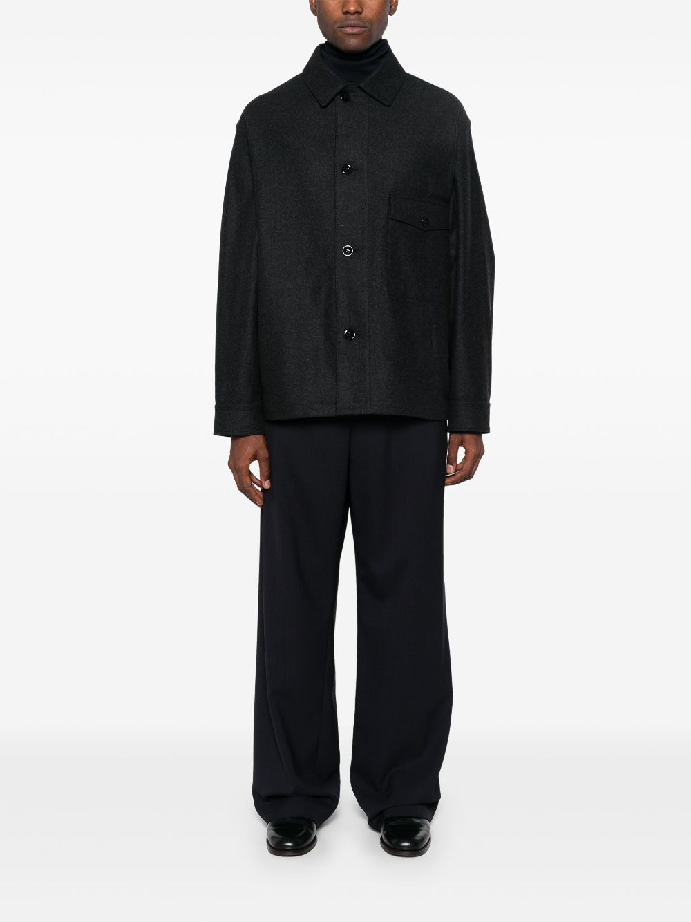 Men Shirt Jackets Maison-Kitsune LEMAIRE Felted Shirt Jacket Black