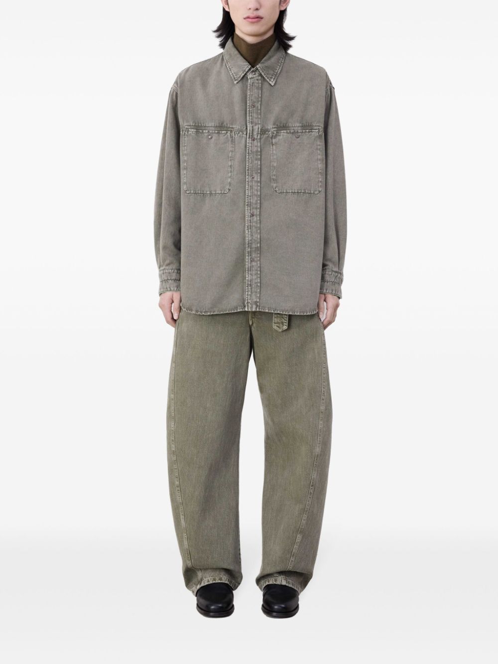 Maison-Kitsune LEMAIRE long-sleeve Denim Shirt Grey Men Shirts