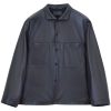 Men Leather Jackets Maison-Kitsune LEMAIRE Stand Collar Leather Jacket Brown