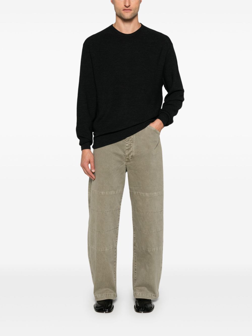 LEMAIRE crew-neck Sweater Grey Men Knitted Sweaters Maison-Kitsune