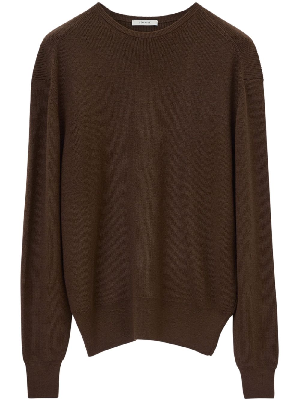 LEMAIRE crew-neck rib-trim Jumper Brown Maison-Kitsune Men Knitted Sweaters