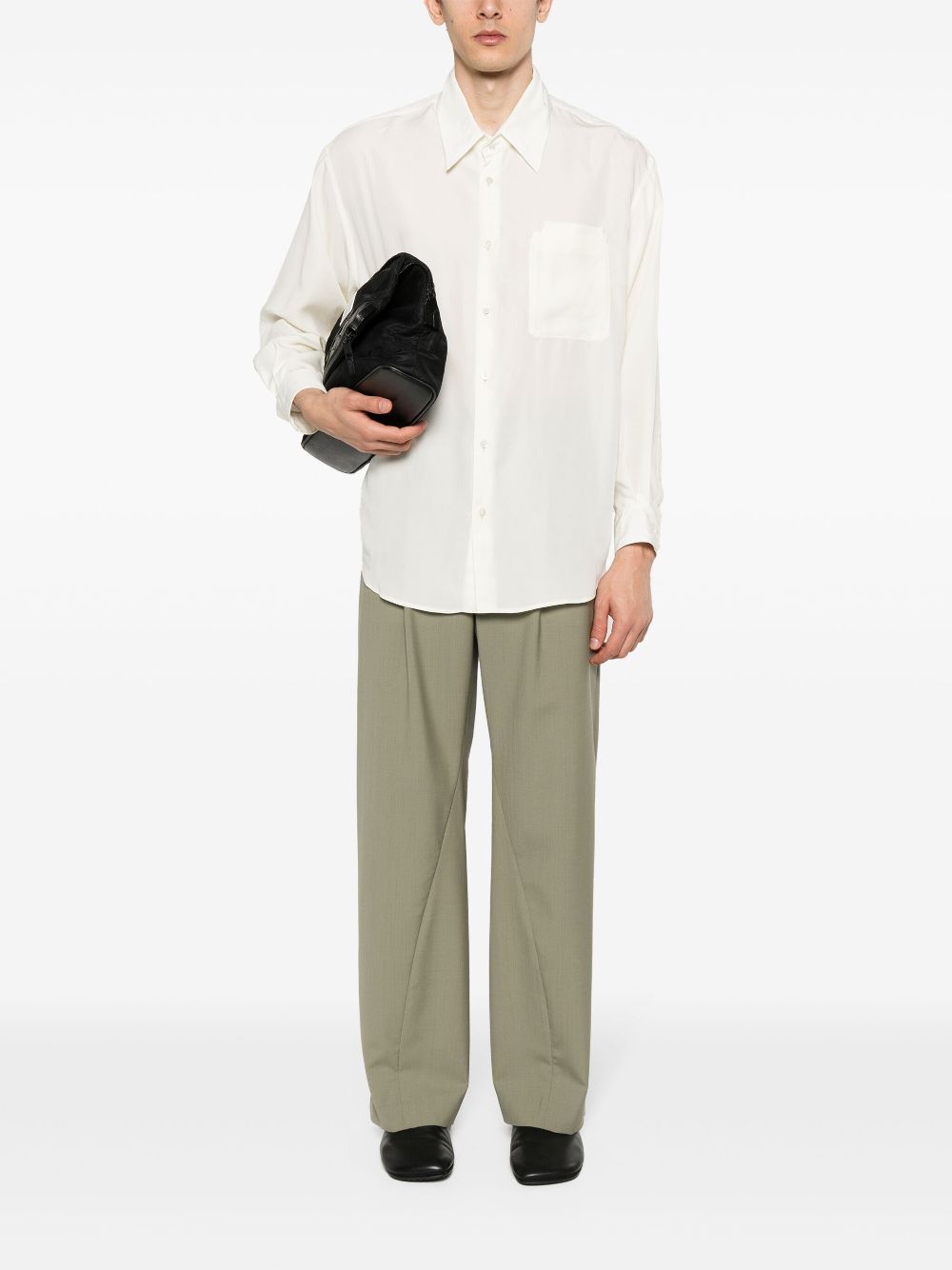LEMAIRE double-pocket Lyocell Shirt Neutrals Maison-Kitsune Men Shirts