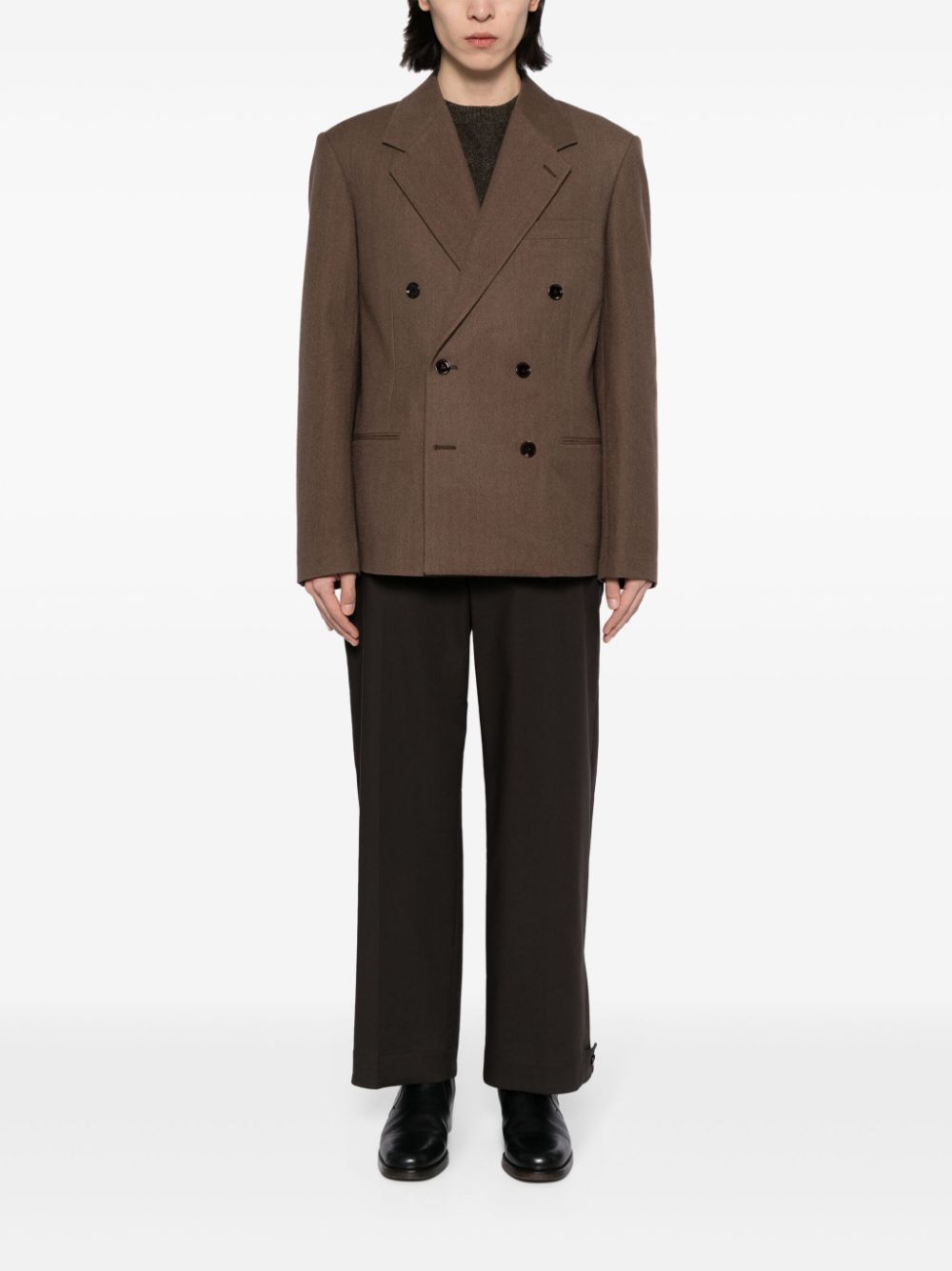 LEMAIRE double-breasted Twill Blazer Brown Men Blazers Maison-Kitsune