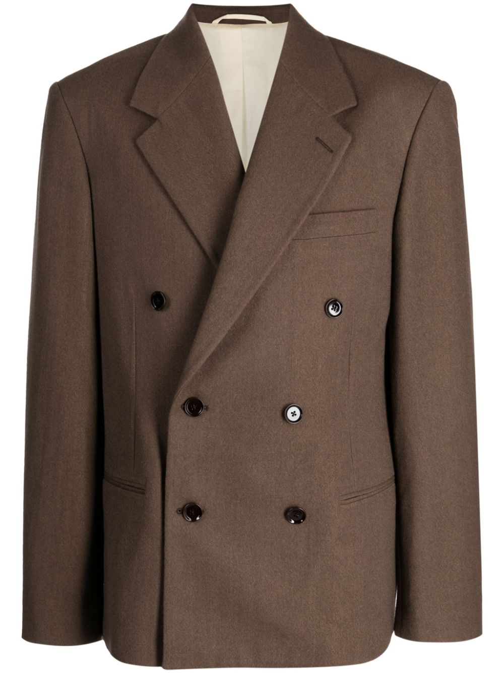LEMAIRE double-breasted Twill Blazer Brown Men Blazers Maison-Kitsune