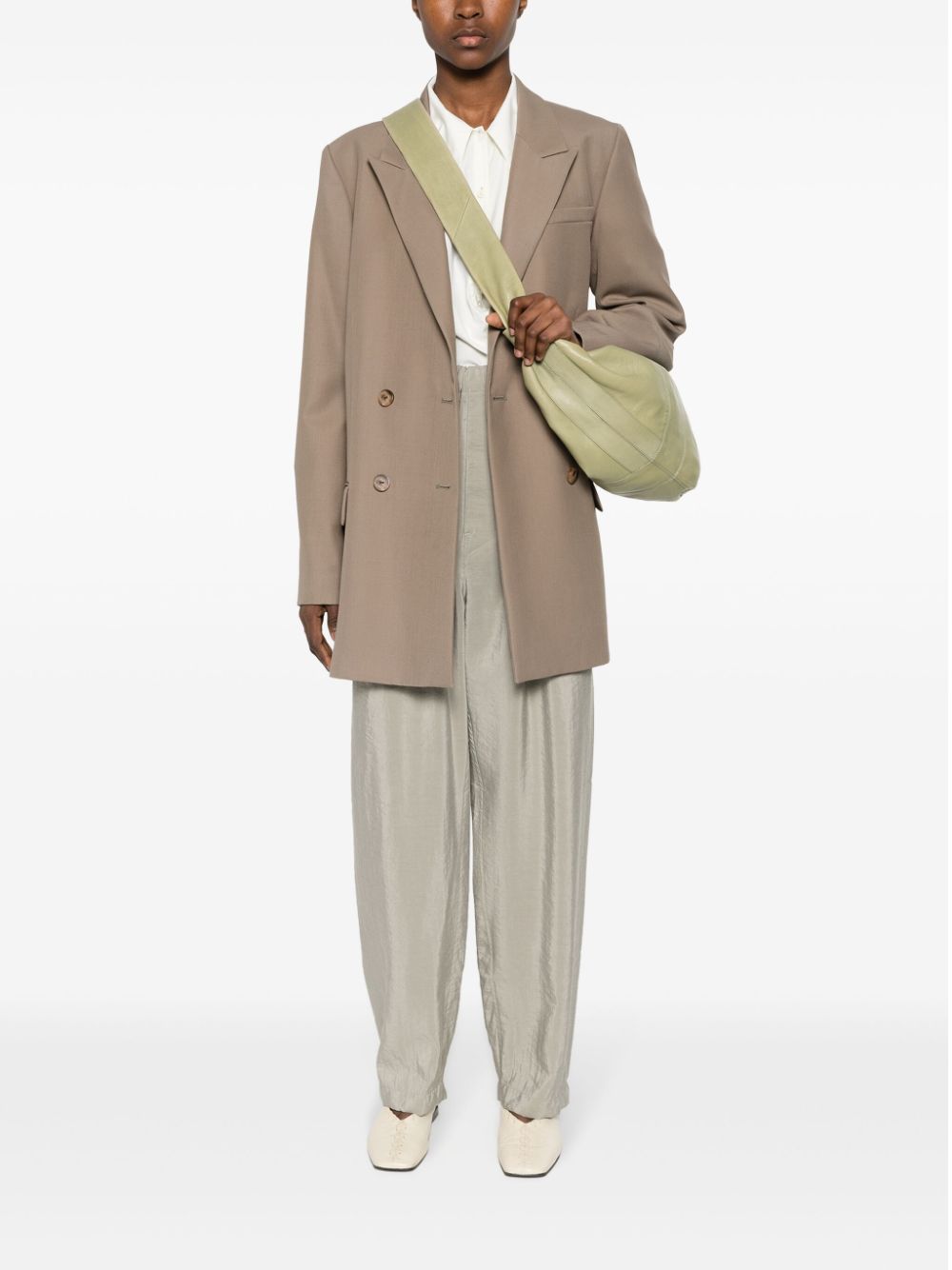 LEMAIRE silk-blend Tapered Trousers Grey Maison-Kitsune Men Tapered Pants