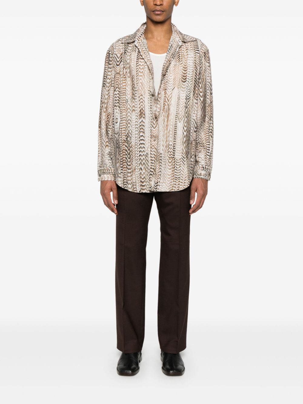 Maison-Kitsune Shirts Men LEMAIRE Printed Shirt Neutrals