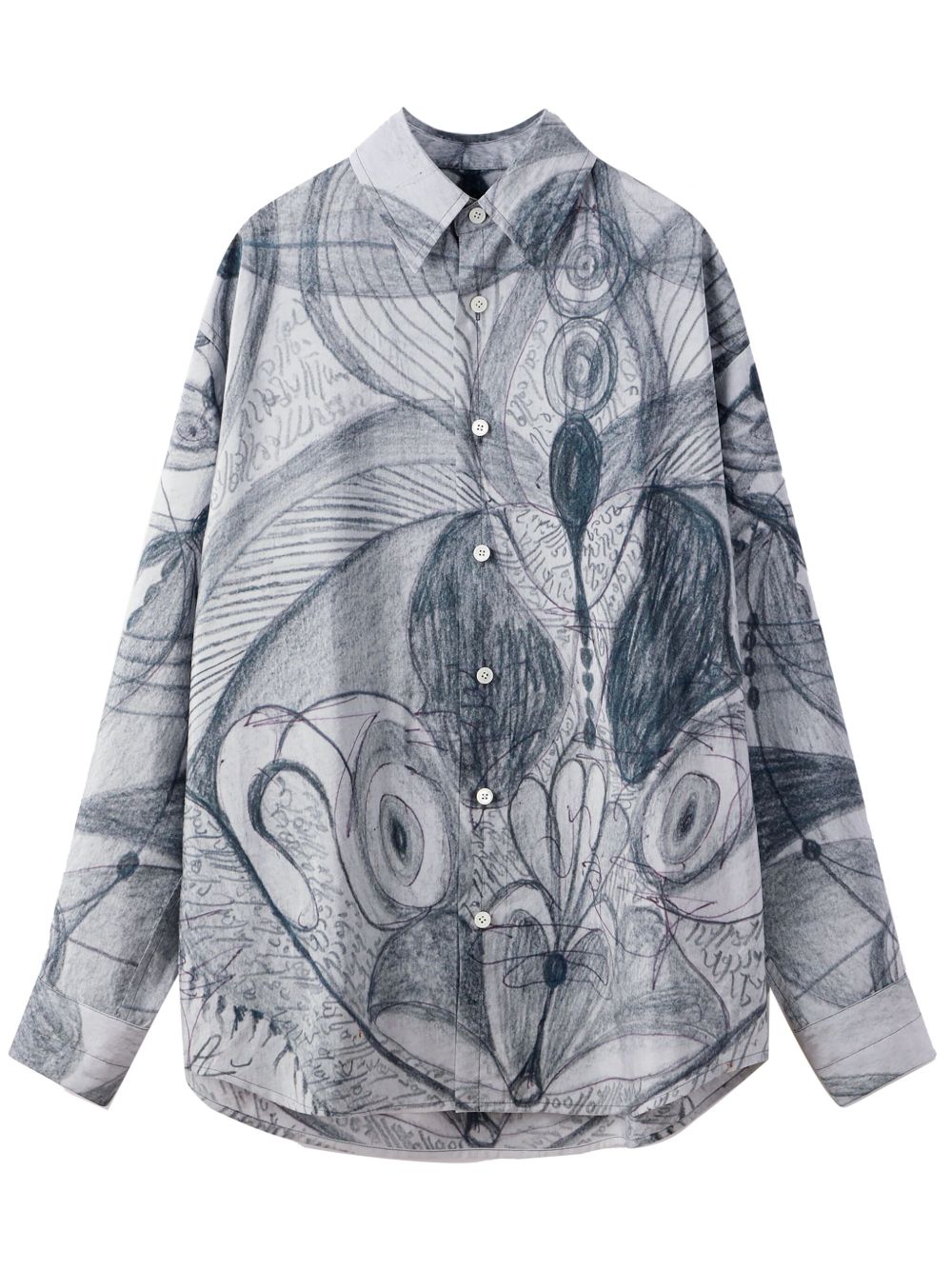 LEMAIRE Angkasapura button-up Silk Shirt Grey Men Shirts Maison-Kitsune