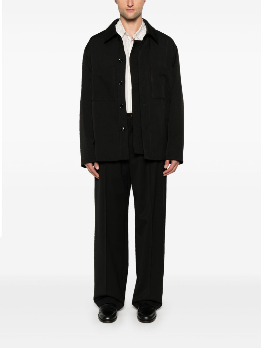 Maison-Kitsune Shirts Men LEMAIRE Virgin Wool Shirt Black