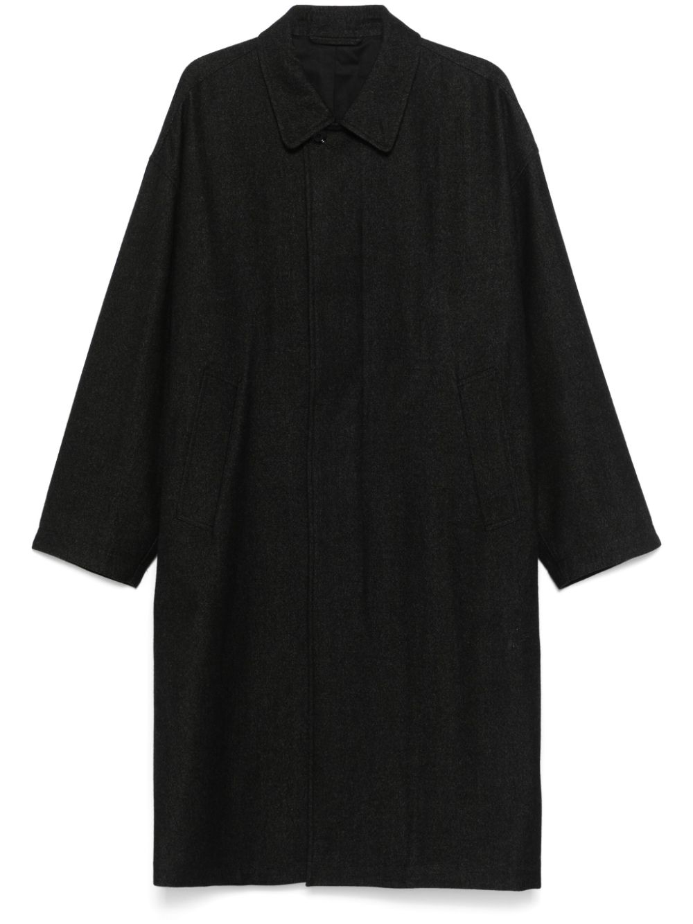 LEMAIRE mélange-effect Coat Black Men Single Breasted Coats Maison-Kitsune