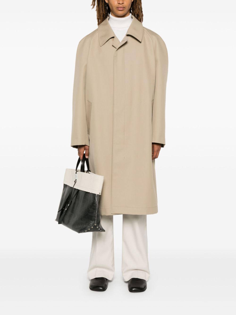 Maison-Kitsune Single Breasted Coats Men LEMAIRE Car Coat Neutrals