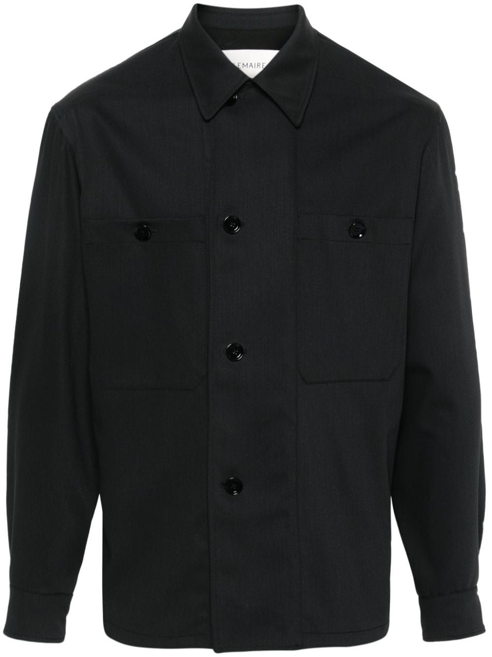 LEMAIRE military-inspired virgin-wool Overshirt Black Men Shirts Maison-Kitsune