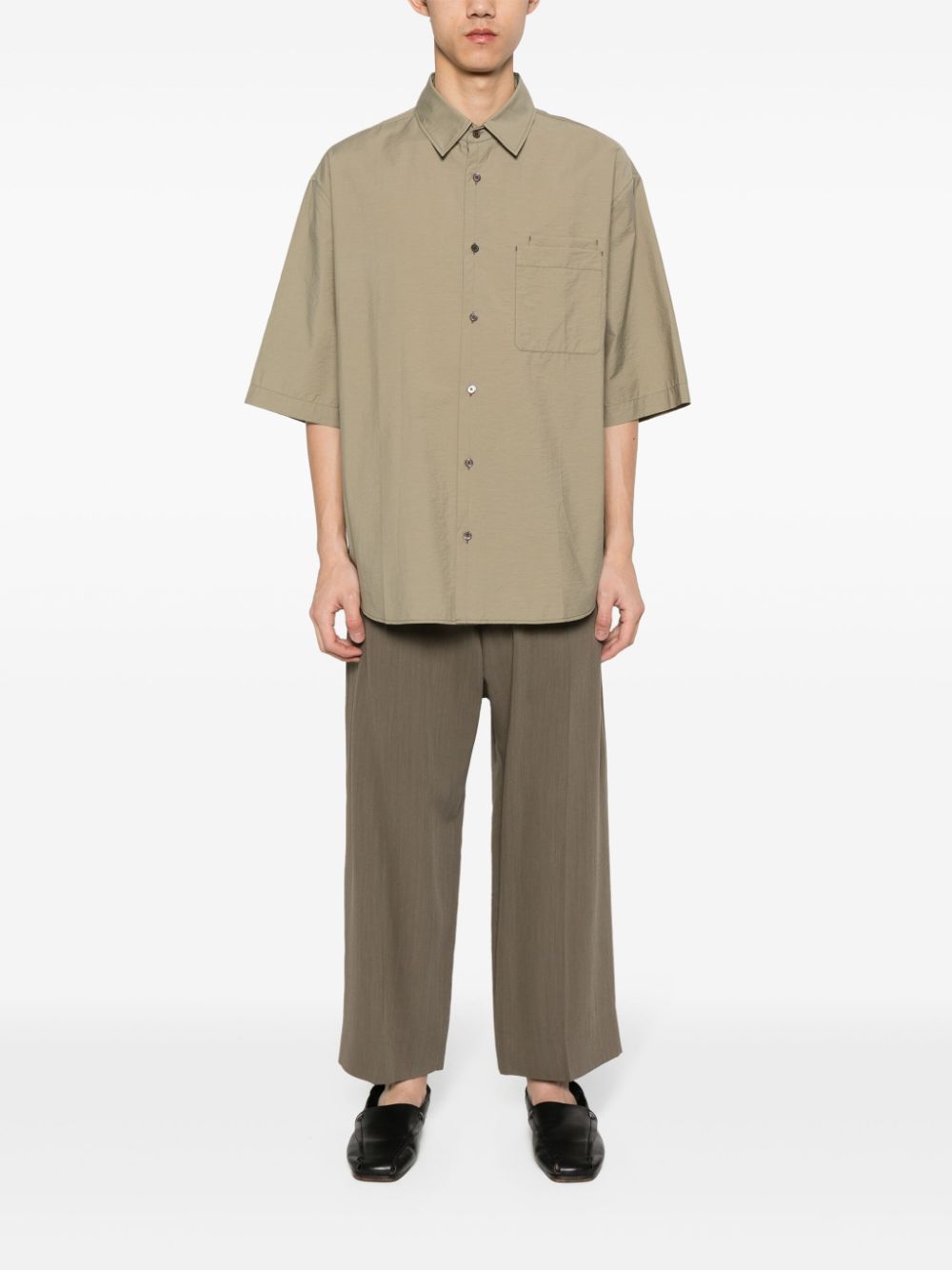 Maison-Kitsune LEMAIRE Voile Shortsleeved Shirt Green Men Shirts
