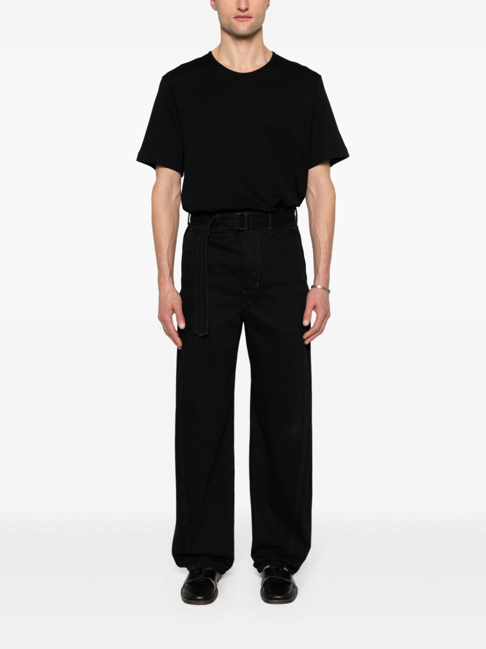 LEMAIRE Ribbed Cotton T-shirt Black Men T-Shirts Maison-Kitsune