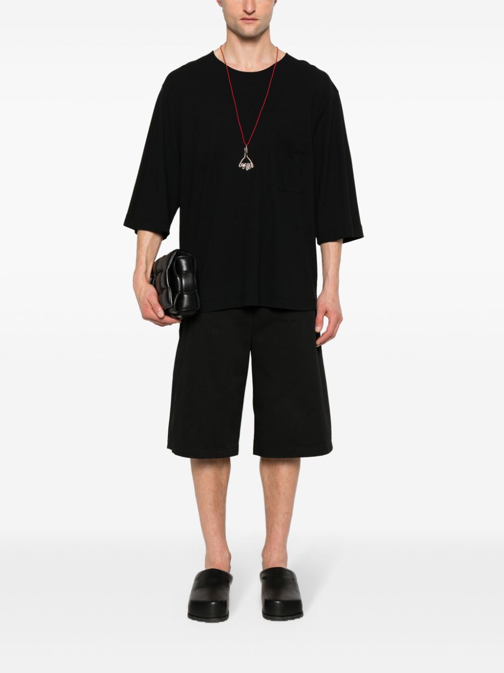 Maison-Kitsune Bermuda Shorts Men LEMAIRE twill-weave Bermuda Shorts Black