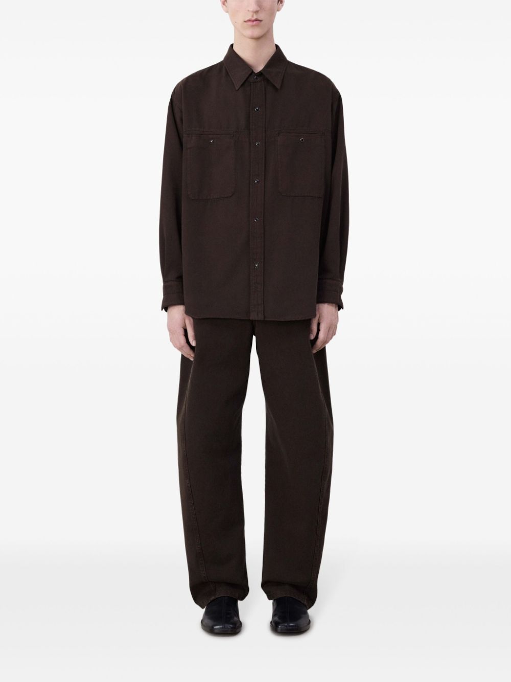 LEMAIRE long-sleeve Denim Shirt Brown Maison-Kitsune Men Shirts