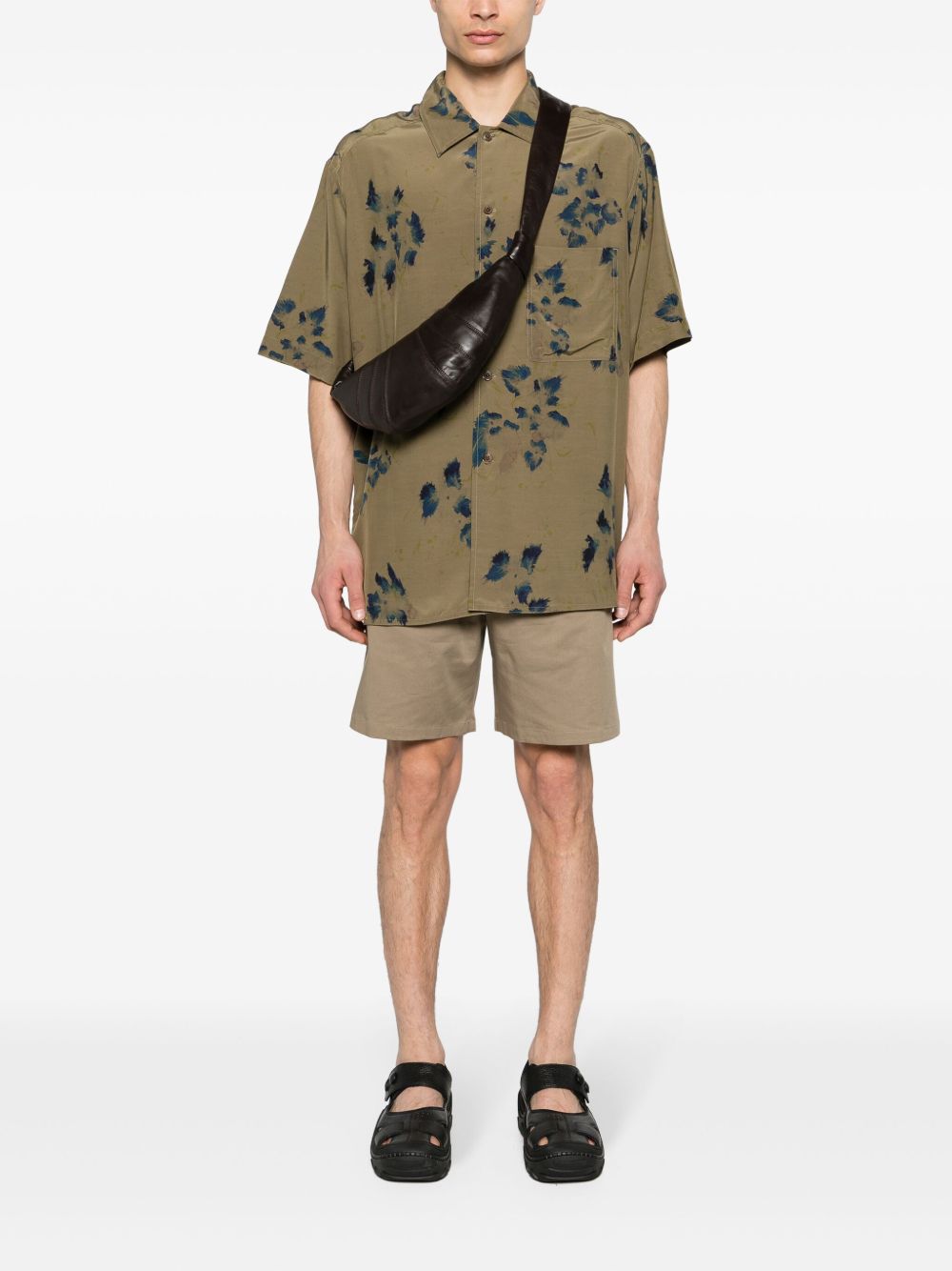 LEMAIRE floral-print spread-collar Shirt Green Men Shirts Maison-Kitsune