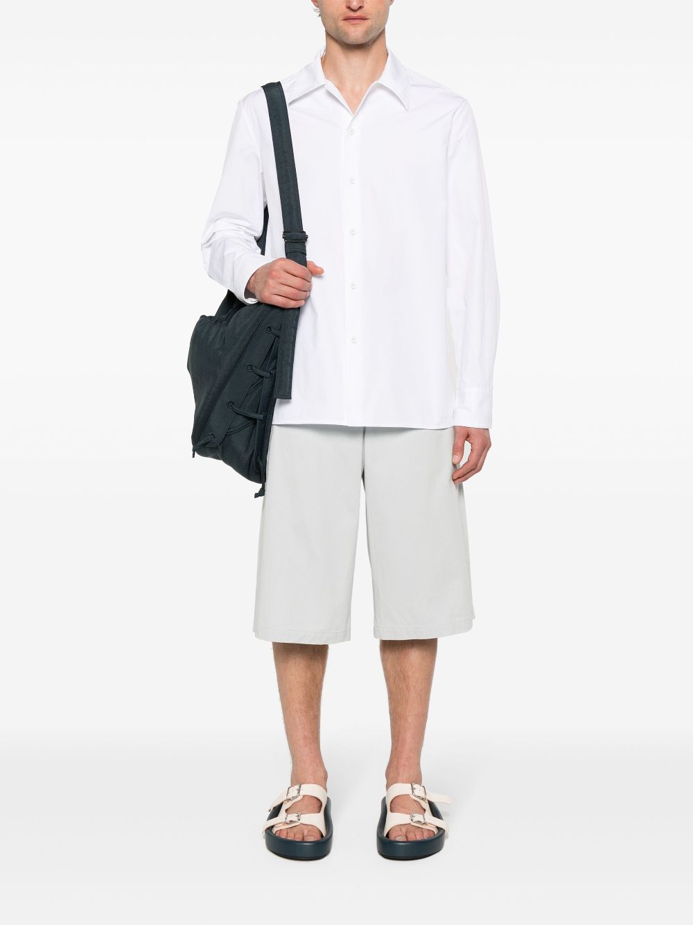 Maison-Kitsune Bermuda Shorts Men LEMAIRE Tonal Stitching Cotton Bermuda Shorts Grey