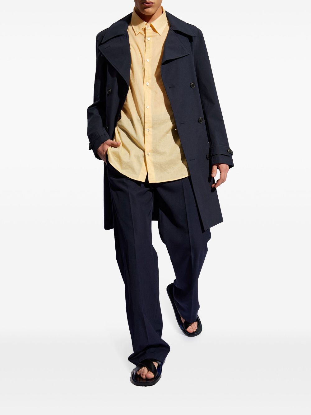 Maison-Kitsune Shirts Men LEMAIRE double-pocket Cotton Shirt Yellow