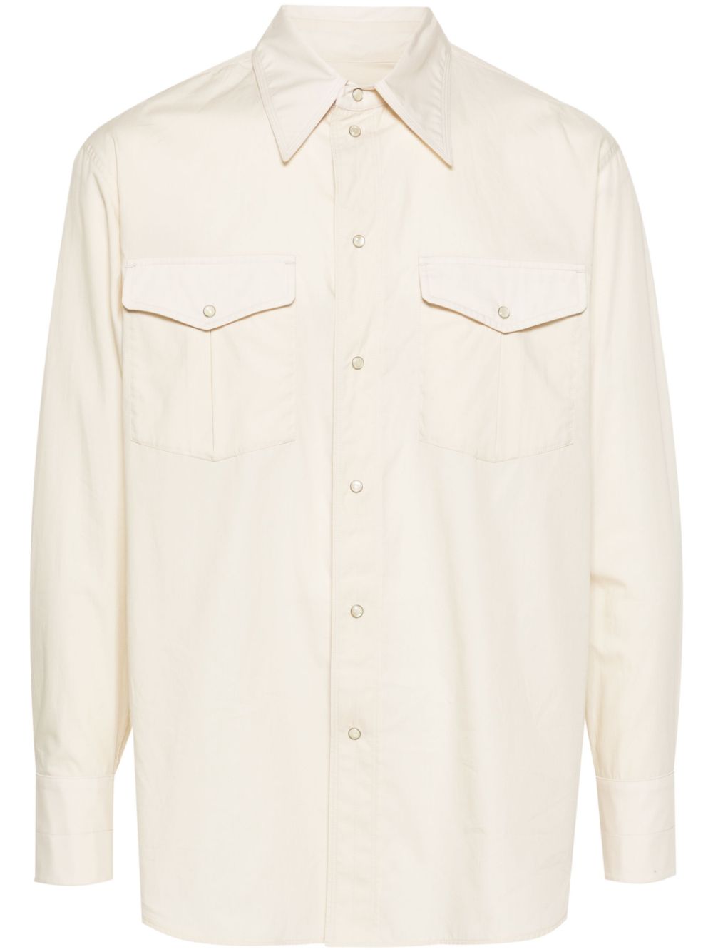Maison-Kitsune Shirts Men LEMAIRE straight-collar Cotton Shirt Neutrals