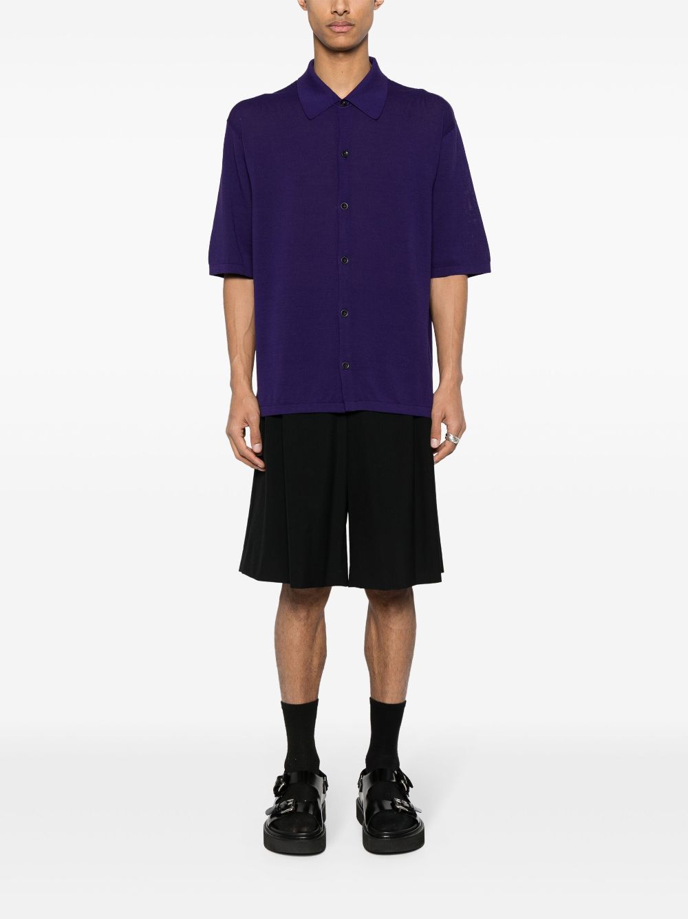 LEMAIRE fine-knit Cotton Shirt Purple Maison-Kitsune Men Shirts