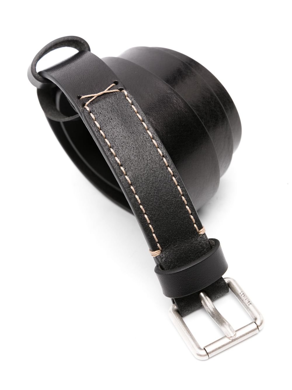Men Belts Maison-Kitsune LEMAIRE contrast-stitching Reversible Leather Belt Black