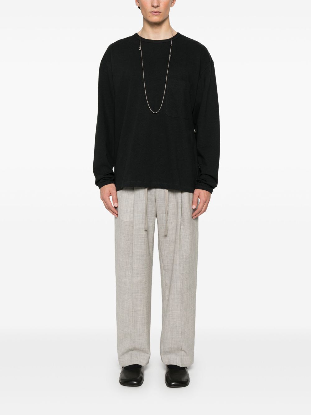 LEMAIRE jersey-texture T-shirt Black Men T-Shirts Maison-Kitsune